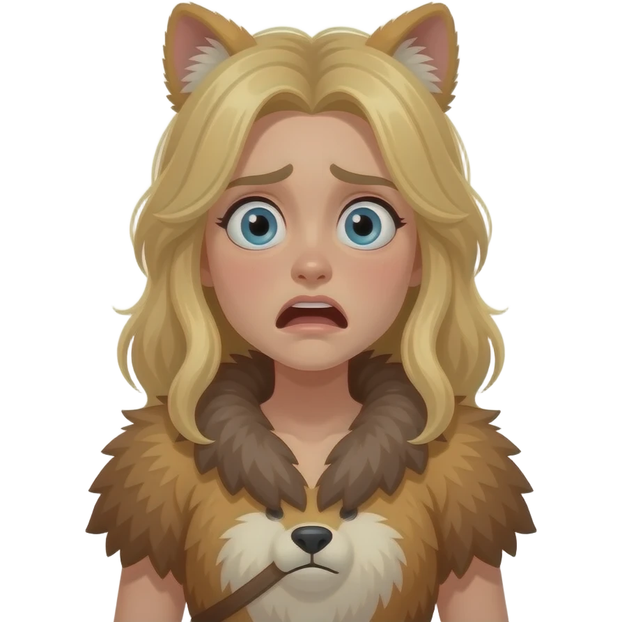 blonde cavewoman scared emoji