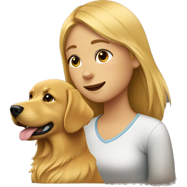 Girl and golden retriever  emoji