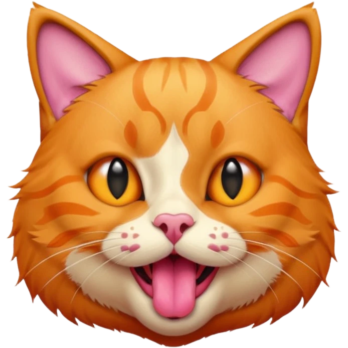 um gato laranja curioso mostrando a lingua emoji