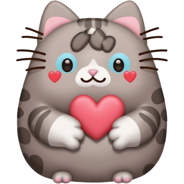 pusheen with hearts instead of eyes emoji