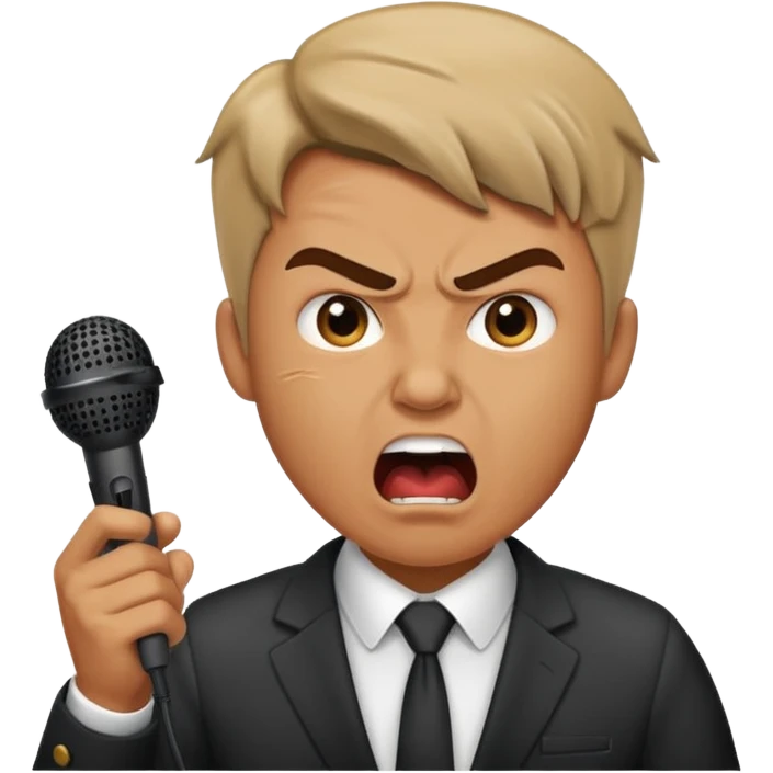 the male office manager yelling at her to stop with angry face while unpluggging her microphone cable
 emoji