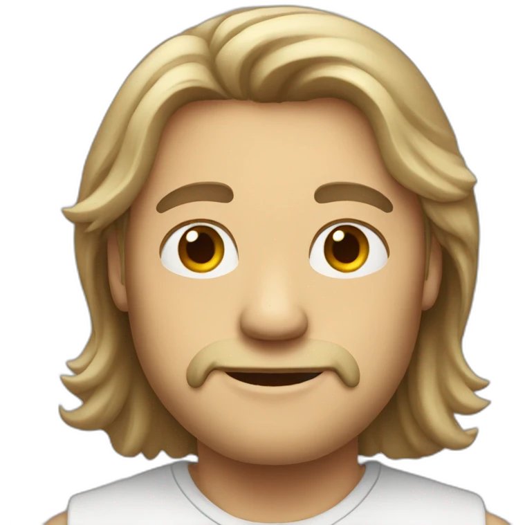 man with white-brown long hairs demonstrate like emoji