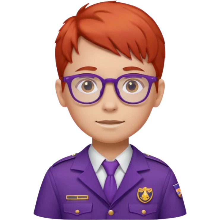 red haired scout kid with purple uniform and glassess emoji