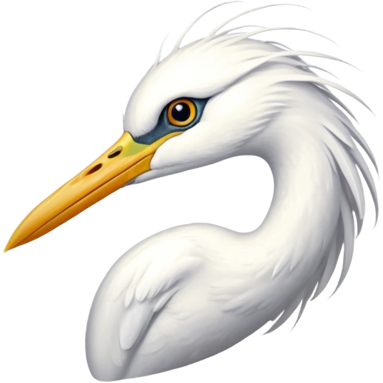 white egret headshot emoji
