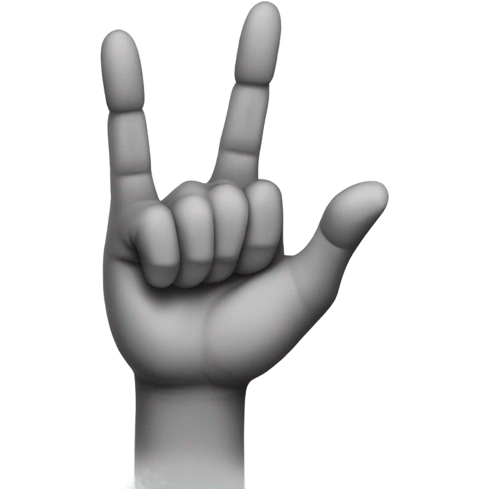 a hand that shows The sign of the horns(middle and ring fingers are bent)  emoji