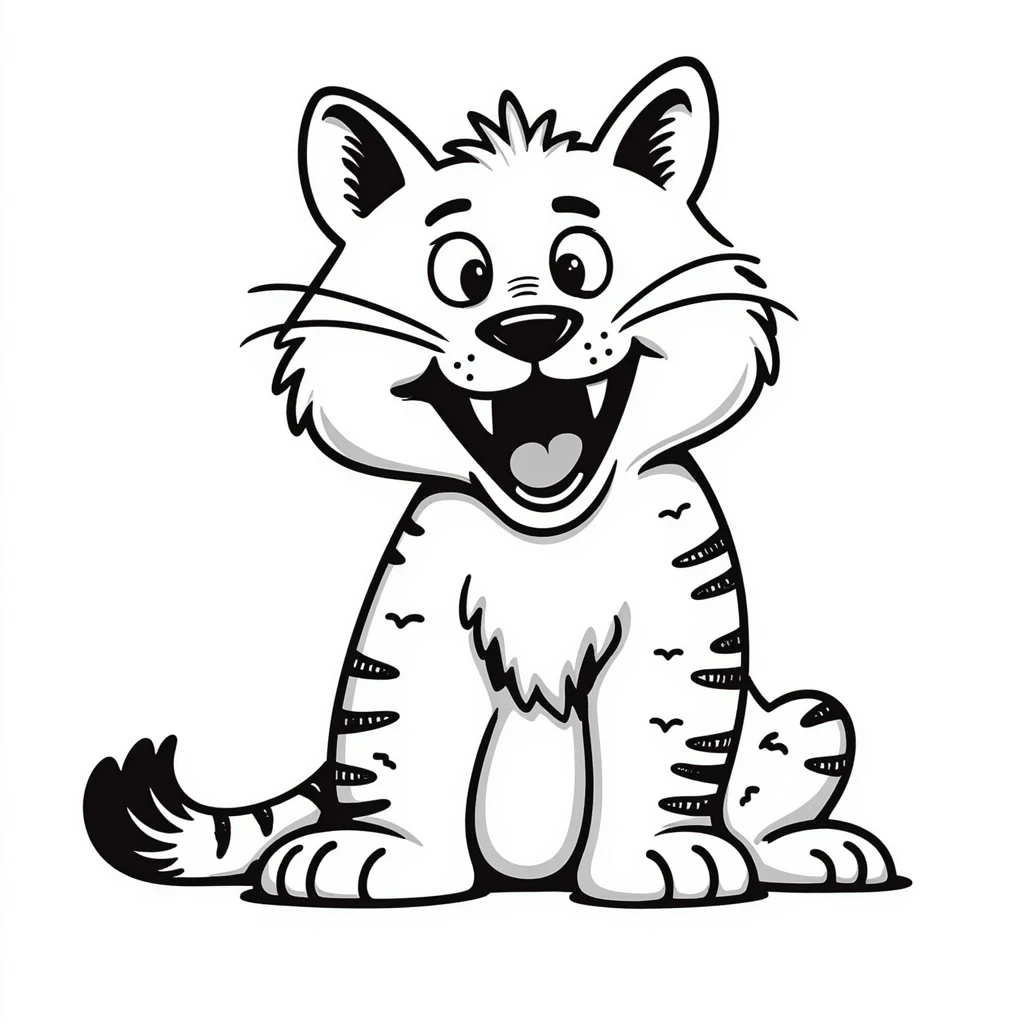 saber-toothed cat sketch with exaggerated fangs, prehistoric feline emoji