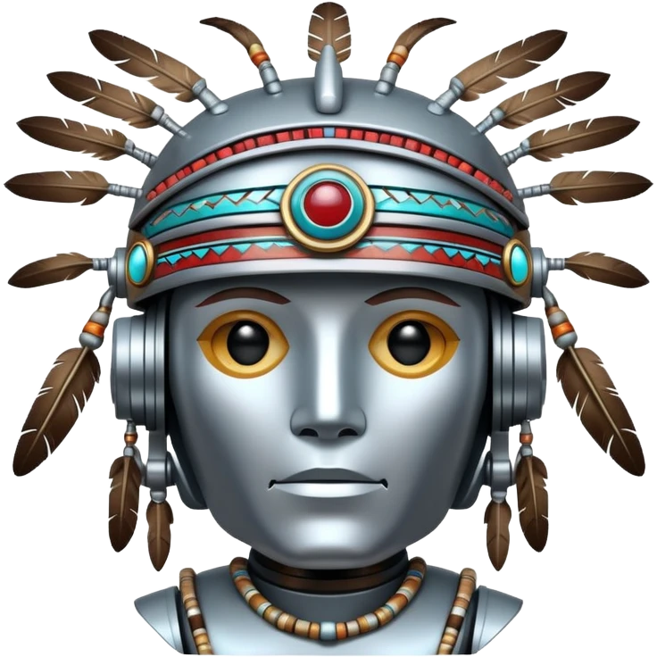 Robot wearing native American attire emoji