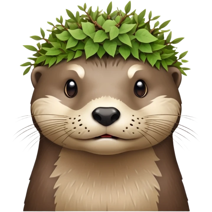 confused otter face with thorny brambles directly wrapped around its head, no crown shape, just thorny branches encircling the face emoji