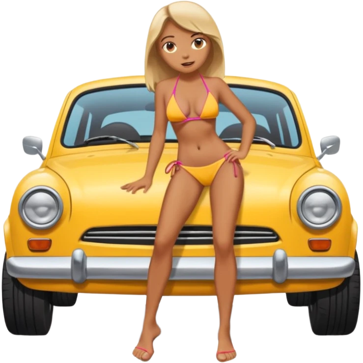Girl in a bikini crushing a car under her foot emoji