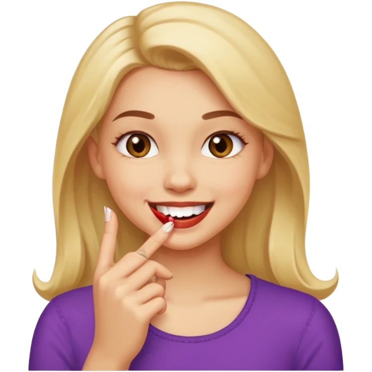 flirty biting nail while smirking girl emoji