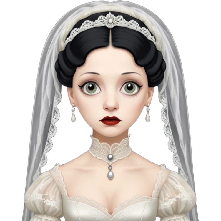 Lene Lovich like victorian creepy bride emoji