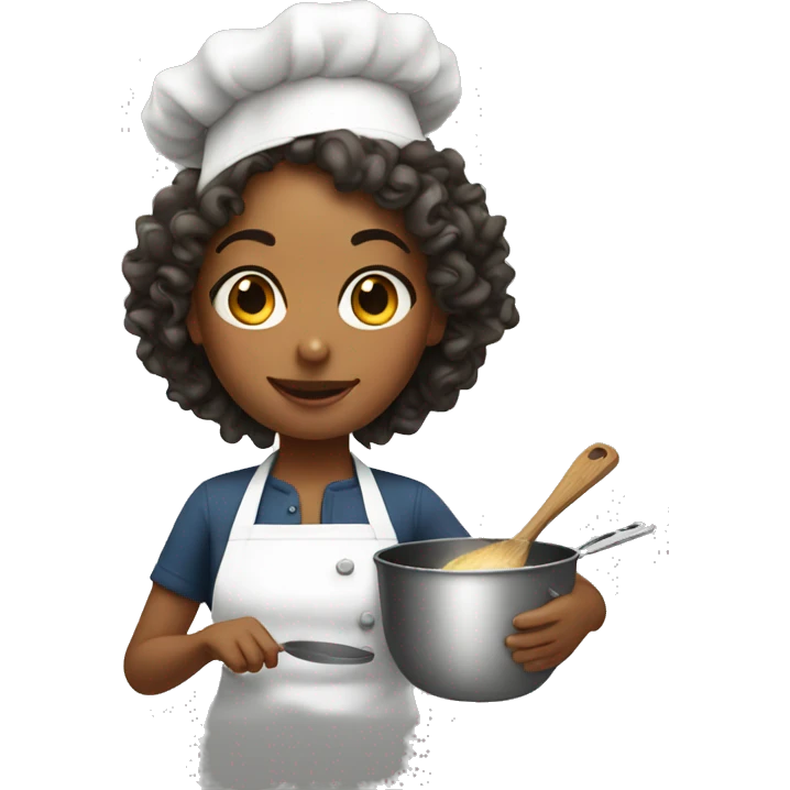 Curly girl cooking  emoji