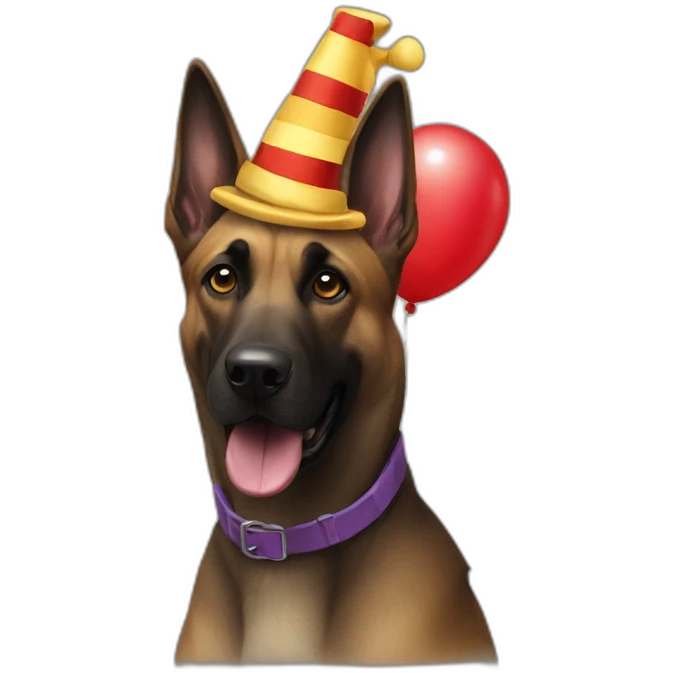 Malinois dog with ça clown emoji