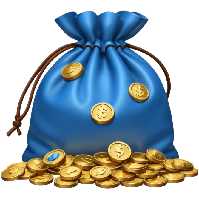 blue coins outside a money bag  emoji