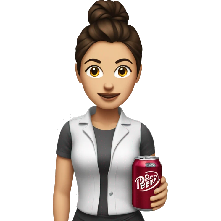 Brunette Mom with a diet Dr Pepper and a messy bun emoji