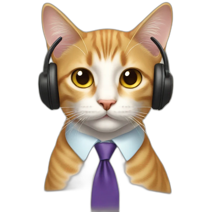 cat with tie and headphone emoji