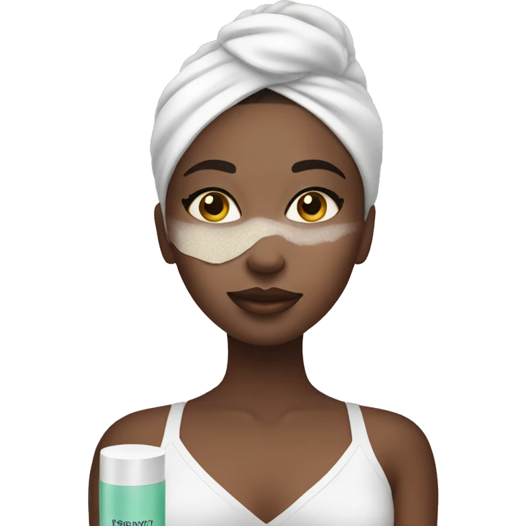 girl doing beauty routine with beauty mask on  emoji