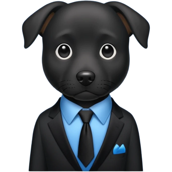 black dog with black tie,blue shirt emoji