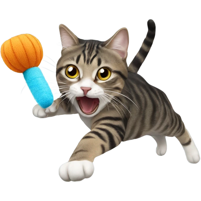 Cat attacking Cat toy emoji