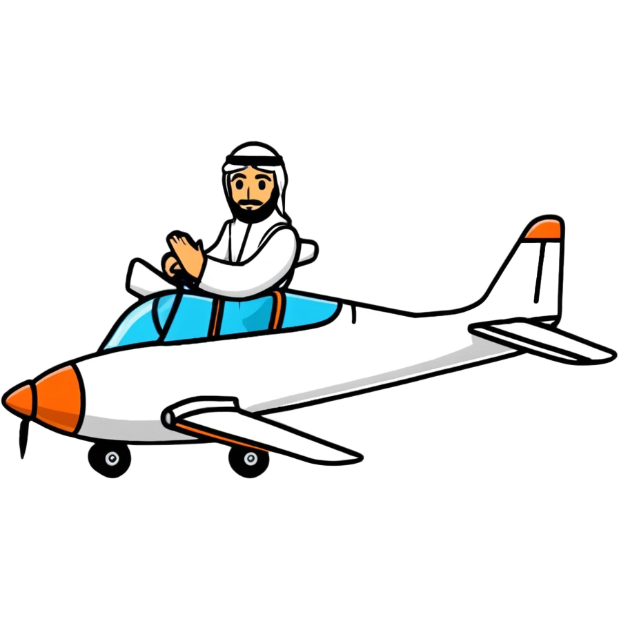 two Arab men piloting an airplane emoji