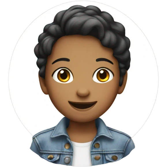 smiling girl in denim jacket emoji