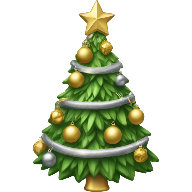 Green Christmas tree with gold and silver ornaments emoji