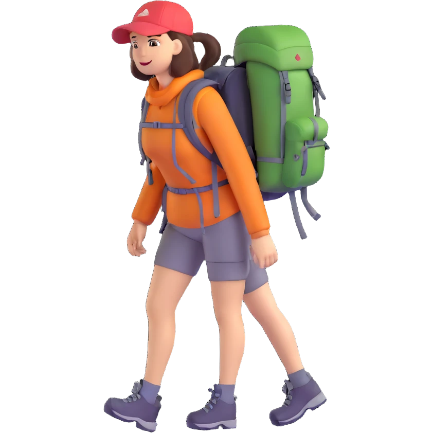 woman with hiking backpack emoji