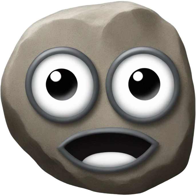 realistic rock with plastic googly eyes --no mouth emoji