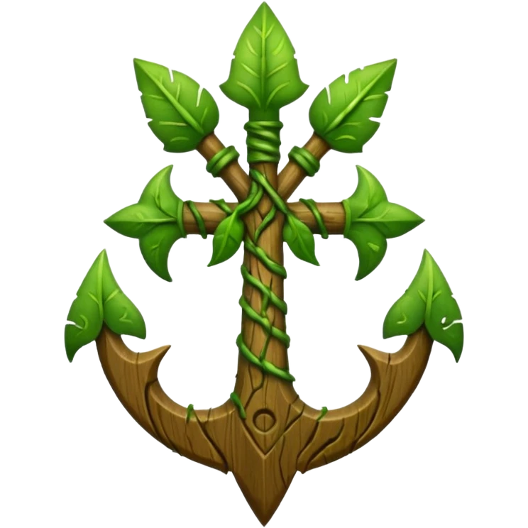 earth elemental trident with leaves emoji