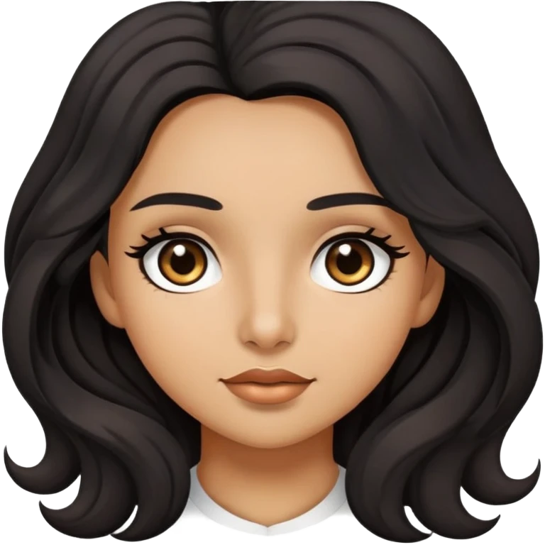 girl with olive skin, brown eyes and long lashes, and long black wavy hair  emoji