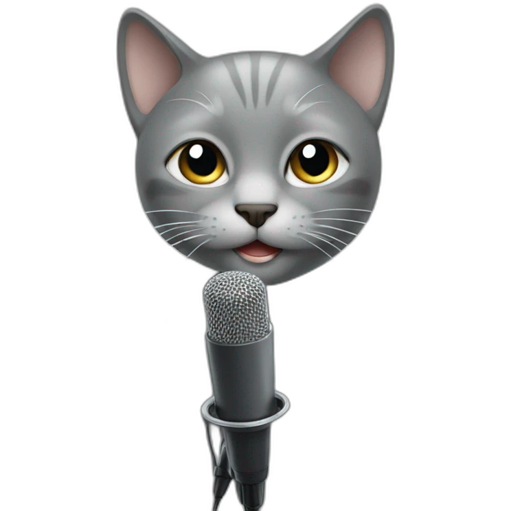 grey kitty face with mic emoji
