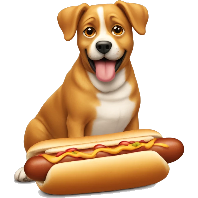 Fat dog eating hot dog emoji