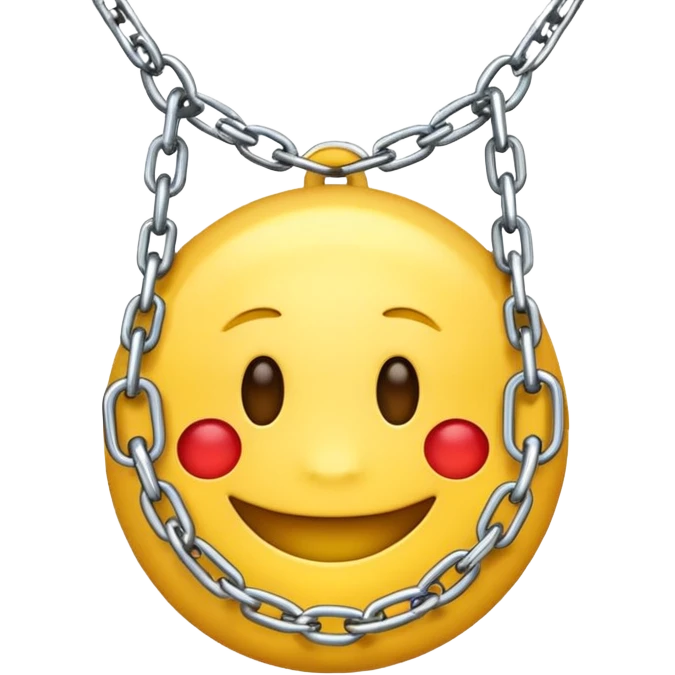 happy emoji with chains emoji
