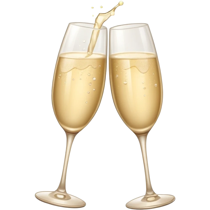 
2 light beige champagne glasses are knocked against each other emoji