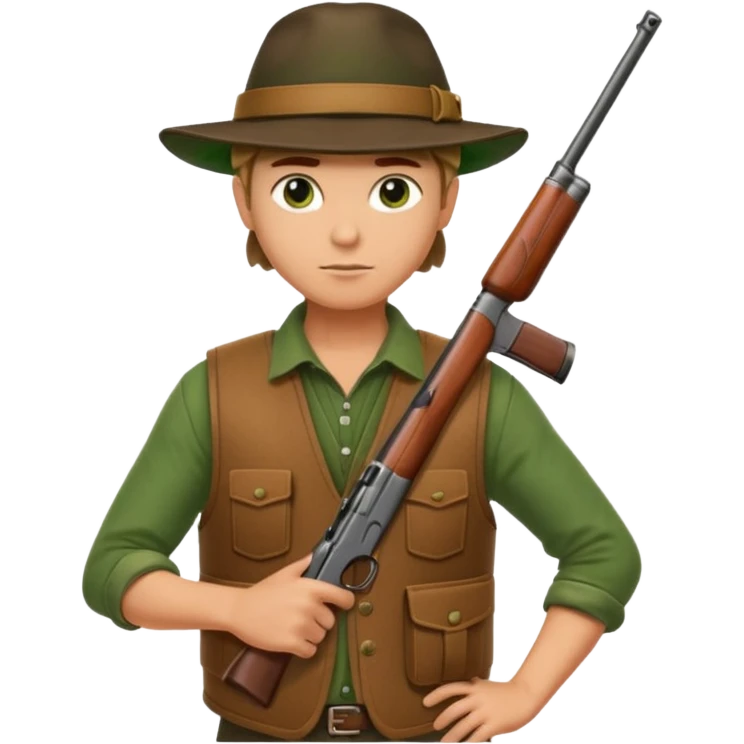 hunter with a shotgun slung over shoulder, confident stance emoji