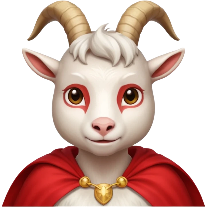 white female goat wearing a read cape like superman emoji