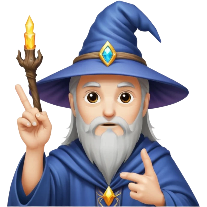 wizard showing middle finger with magical effect, no text emoji