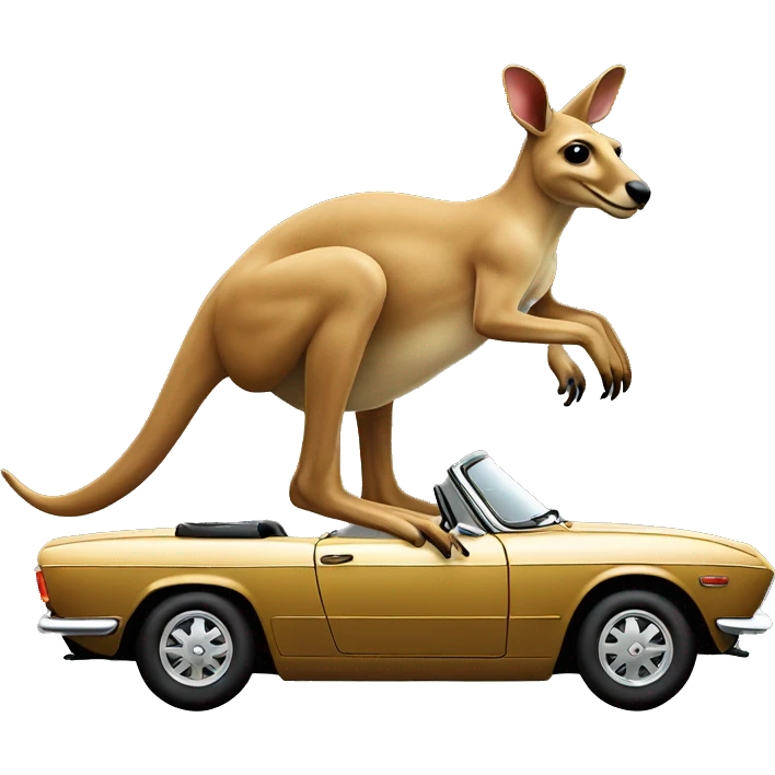 Kangaroo driving a triumph stag emoji