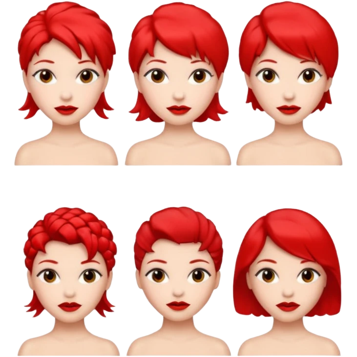 woman red lips, deifferent hair styles. emoji