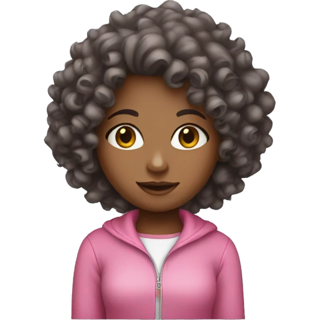 Curly girl with pink outfit emoji