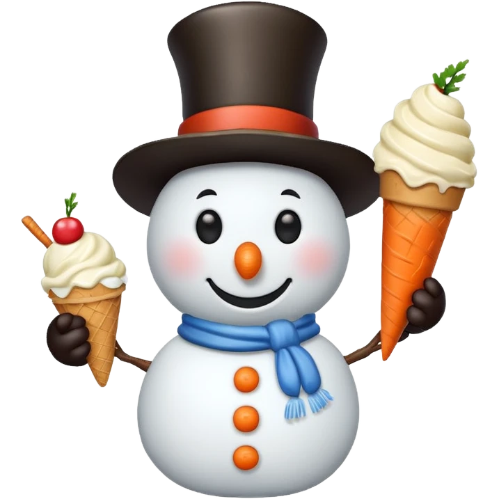 snowmen holding ice cream single snowmen emoji