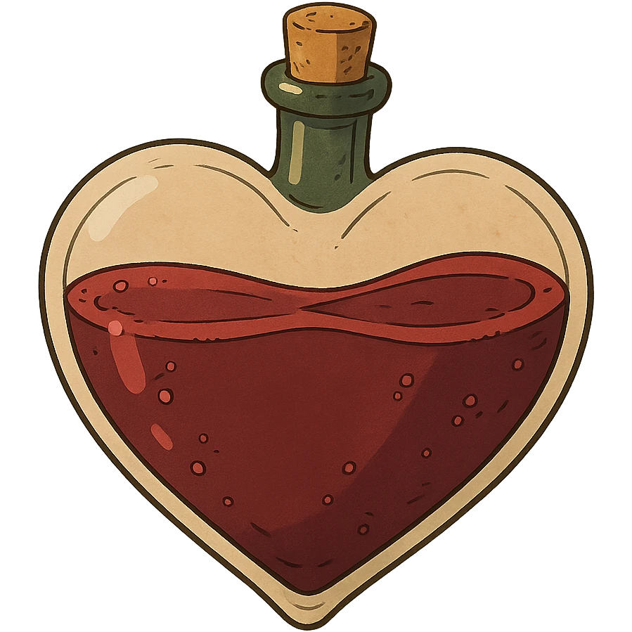 ghibli style red wine heart emoji