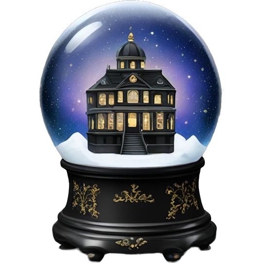 vintage black rococo night sky snow globe emoji