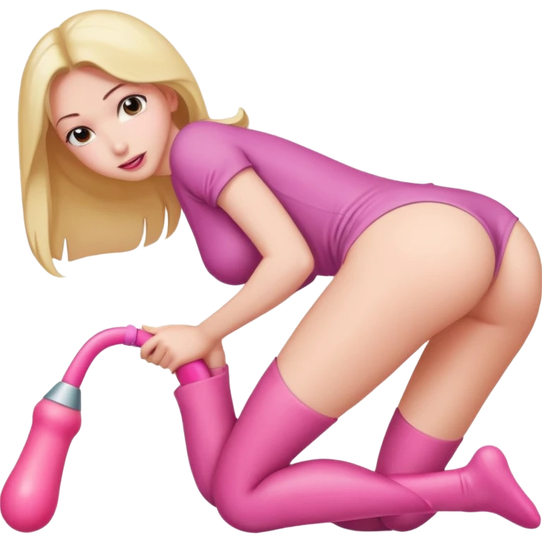 Woman bent over naked with a dildo in her ass emoji
