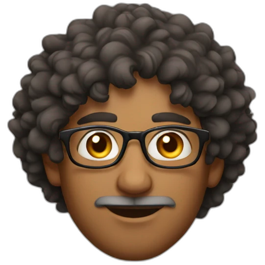 Indian man with curly hair and glasses emoji