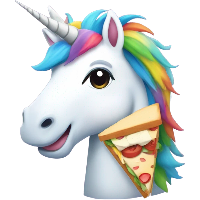 Happy unicorn eating sandwich  emoji