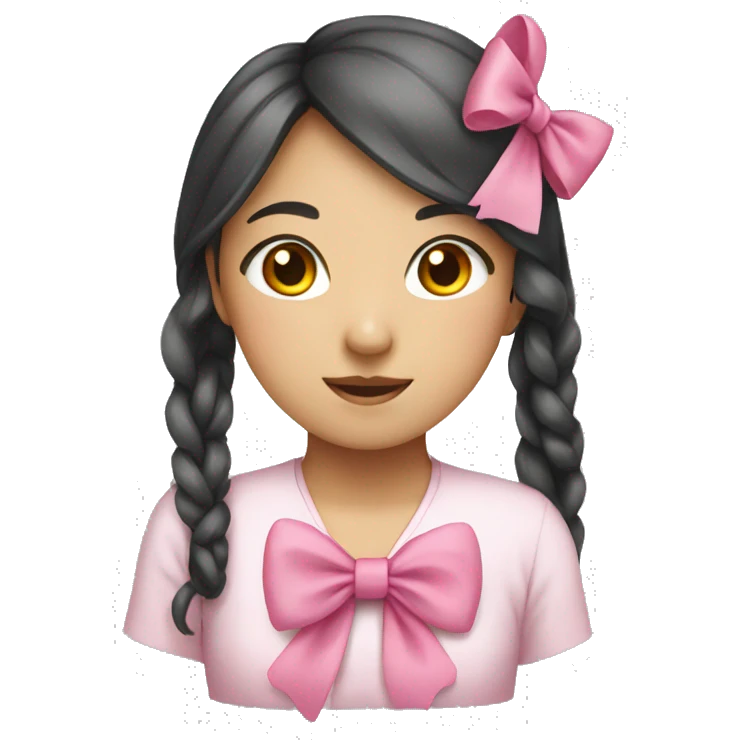 Asian girl wearing a pink bow emoji