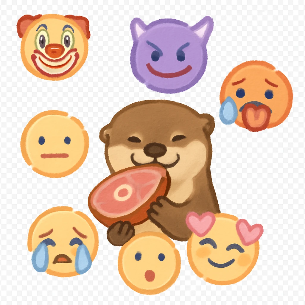 Otter eating ham steak emoji