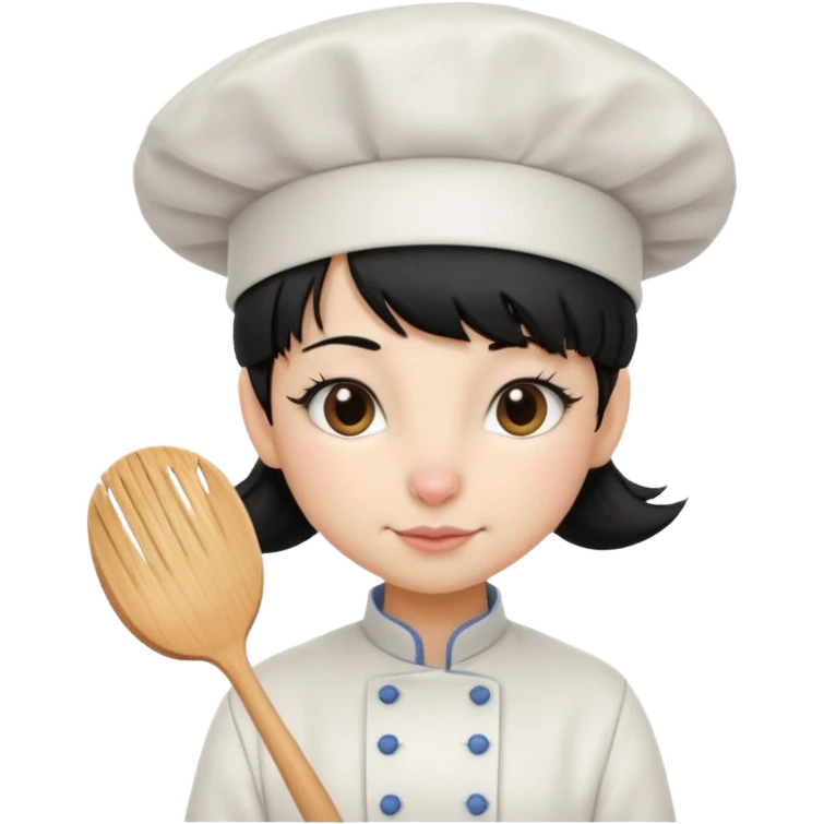 A girl rat with a fringe and chefs hat black hair emoji