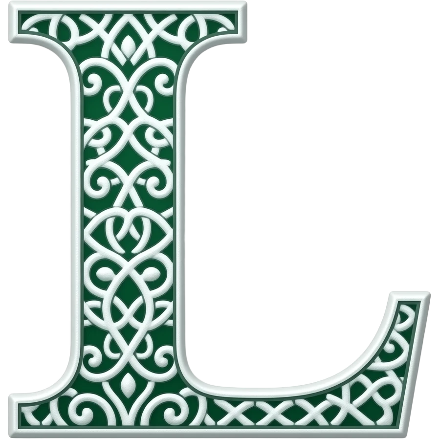 reestanding lace of letter "Lizord" product design, Russian style, white and deep Green colors, white background, lightbox --ar 2:3 --v 7 --profile z5ilm5w --style raw emoji